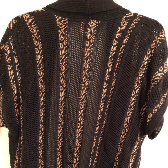 Ruby Rd. black, gold, brown open -front knit Sweater Vest, M - Picture 5 of 9